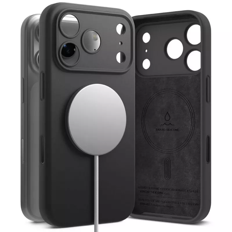 Ringke Silicone Magnetic MagSafe Case, skirtas Apple iPhone 17 Pro Max - juoda