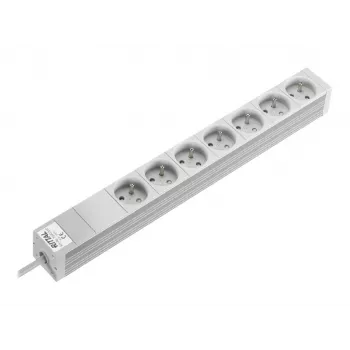 Rittal 7240510 1U 19 colių stovo PDU, 7x CEE 7/5 lizdai, 230V 16A, 2m kabelis, pilkas