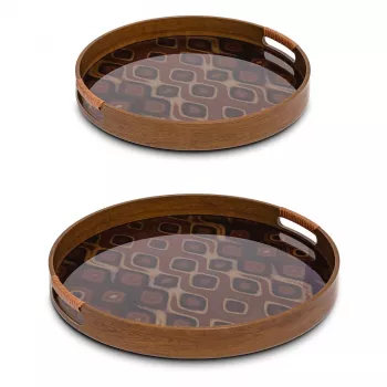 Rituali Domestici Galateo 2 apvalių padėklų rinkinys, baltas melaminas, 38 cm ir 30 cm