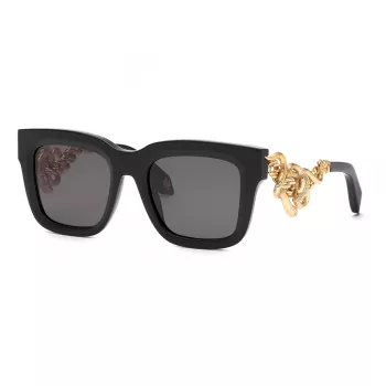 Roberto Cavalli SRC041M520700 Unisex akiniai - Juodas rėmas, pilki gradientiniai lęšiai, 52 mm