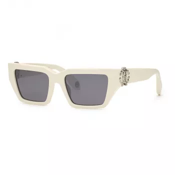 Roberto Cavalli akiniai SRC016M55847X unisex stačiakampiai juodi/pilki 55/19/135 mm