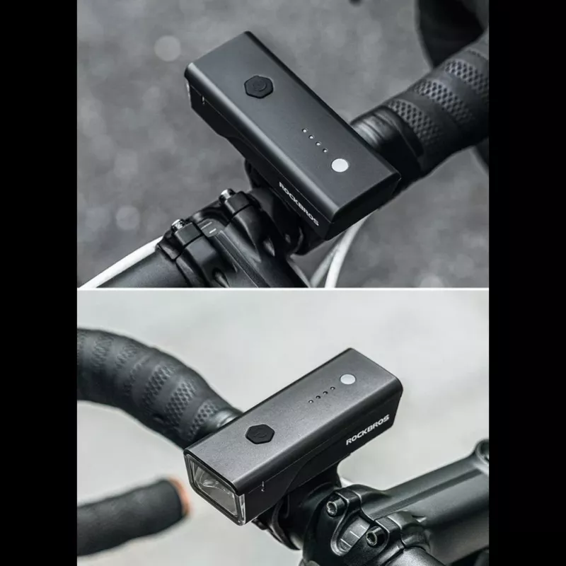 ROCKBROS Priekinis Dviračio Žibintas 260 lm su USB-C į USB-A Laidu - Juodas