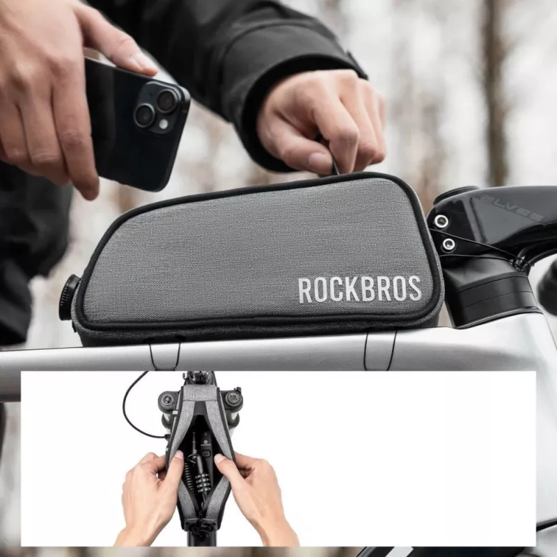 ROCKBROS ROAD TO SKY Viršutinio vamzdžio dviračio krepšys 0,7L Vandeniui atsparus - Pilka