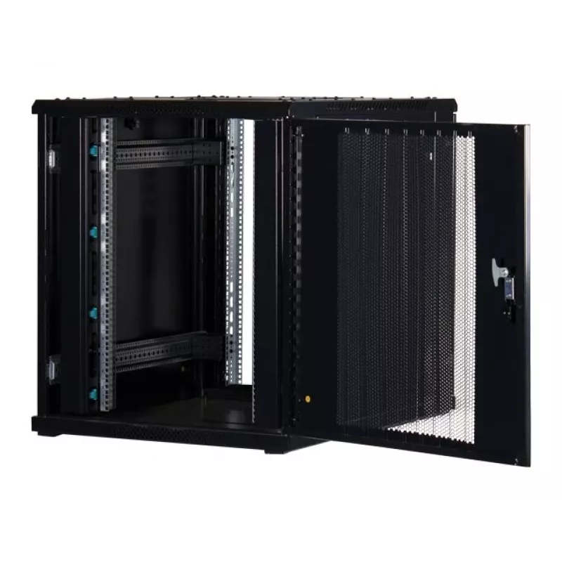 Rockstable 18U 19 colių serverio stovo spinta su tinkliniu priekiniu dangčiu - laisvai pastatoma - 800 kg apkrova - raktinis užraktas - kabelių valdymo bėgeliai - reguliuojamos kojelės (RS19-8018PP)