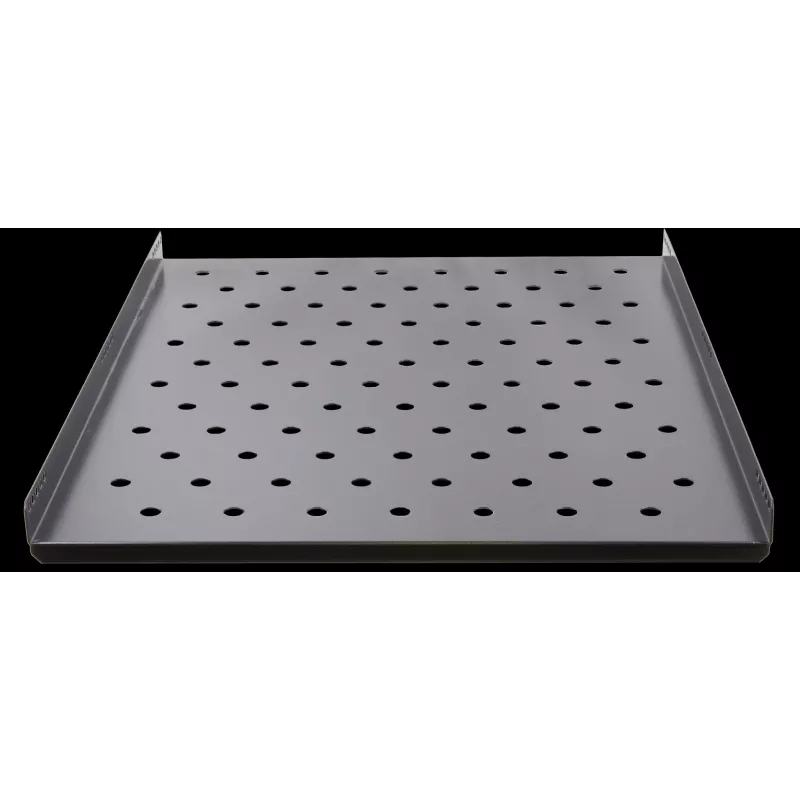 Rockstable 1U 19 colių fiksuota stelažo lentyna, 690 mm gylio, plieninė, juoda, 50 kg apkrovos talpa (RS19-FH69)