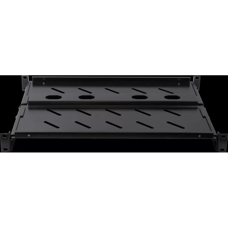 Rockstable 1U 19 colių sunkiasvorė lentyna - fiksuota stelažinė lentyna - SPCC šaltai valcuotas plienas - juoda - 50 kg apkrova - 760 mm gylis (RS19-SFH76)