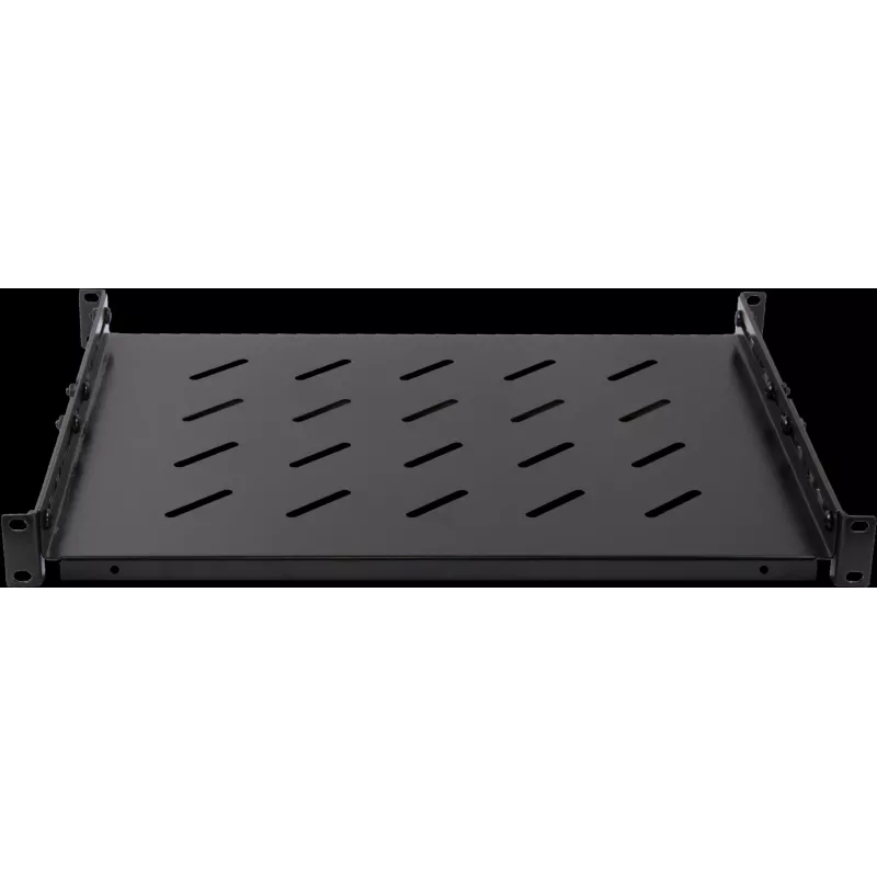 Rockstable 1U 19 colių sunkiasvorė lentyna - fiksuota stelažinė lentyna - SPCC šaltai valcuotas plienas - juoda - 50 kg apkrova - 760 mm gylis (RS19-SFH76)