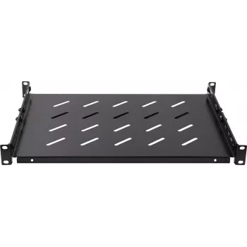 Rockstable 1U 19 colių sunkiasvorė lentyna - fiksuota stelažinė lentyna - SPCC šaltai valcuotas plienas - juoda - 50 kg apkrova - 760 mm gylis (RS19-SFH76)