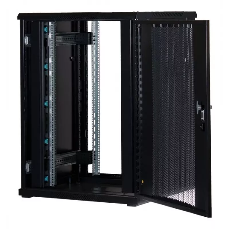 Rockstable 22U 19 colių serverio spinta su tinkliniu dangčiu - laisvai pastatomas stovas - 22U - 800 kg keliamoji galia - užrakinamos durys - tvirtinimo bėgeliai - reguliuojamos kojelės (RS19-8822PP)