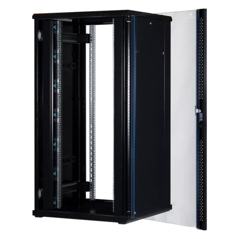 Rockstable 32 HE 19 colių serverio spinta su stiklinėmis durimis - laisvai pastatomas stovas - 32U - 800 kg - užrakinama spyna - tvirtinimo bėgiai - reguliuojamos kojelės (RS19-8832)