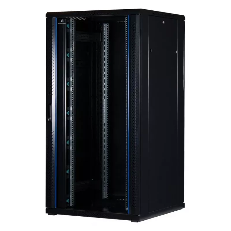 Rockstable 32 HE 19 colių serverio spinta su stiklinėmis durimis - laisvai pastatomas stovas - 32U - 800 kg - užrakinama spyna - tvirtinimo bėgiai - reguliuojamos kojelės (RS19-8832)