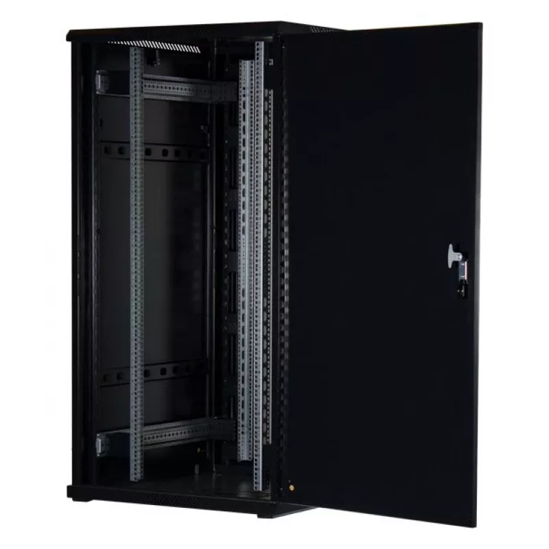 Rockstable 32U 19 colių serverio spinta su stiklinėmis durimis – laisvai pastatomas stovas – 32U – 800 kg – užrakinamos durys – montavimo bėgeliai – reguliuojamos kojelės (RS19-8032)