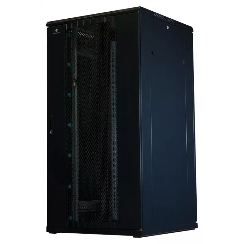 Rockstable 32U 19 colių serverio spinta su tinklinėmis durelėmis - laisvai pastatomas stovas - 800 kg talpa - užrakinamas - tvirtinimo bėgeliai - reguliuojamos kojelės (RS19-8832PP)