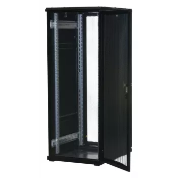 Rockstable 32U 19 inch serverio stovas su tinklinėmis durelėmis - laisvai pastatomas rėmas - 32U - 800 kg - spyna - tvirtinimo bėgiai - reguliuojamos kojelės (RS19-6832PP)