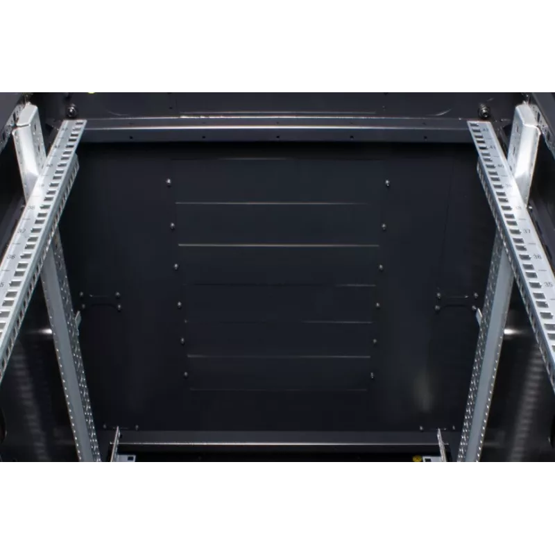 Rockstable 32U 19 inch serverio stovas su tinklinėmis durelėmis - laisvai pastatomas rėmas - 32U - 800 kg - spyna - tvirtinimo bėgiai - reguliuojamos kojelės (RS19-6832PP)