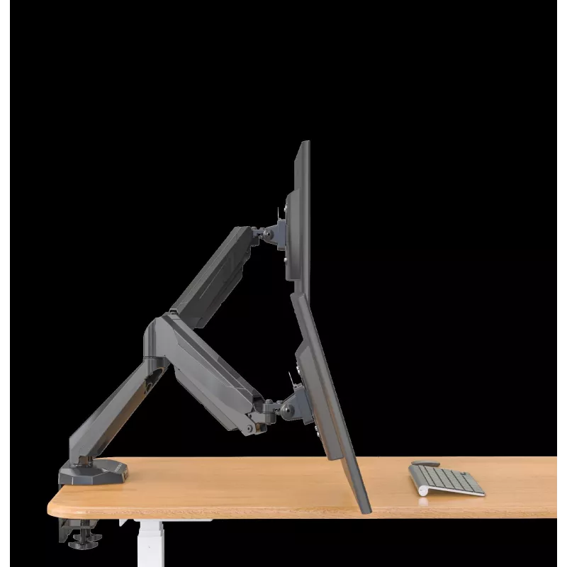 Rockstable RS-MM011B Profesionalus dviejų monitorių stalo laikiklis - spaustuvas/varžtas - 16 kg - 15-32 coliai - 100x100 mm - juodas