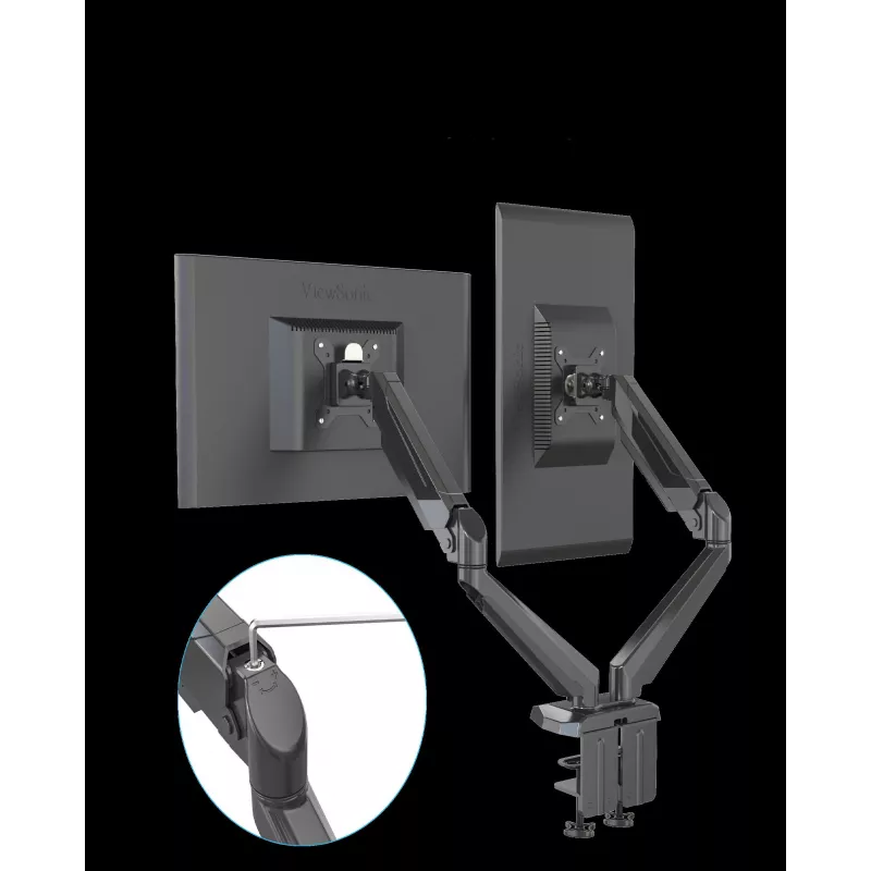 Rockstable RS-MM011B Profesionalus dviejų monitorių stalo laikiklis - spaustuvas/varžtas - 16 kg - 15-32 coliai - 100x100 mm - juodas