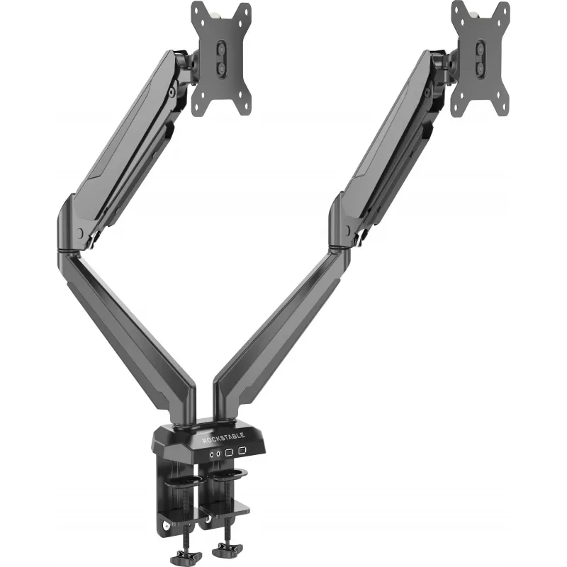 Rockstable RS-MM011B Profesionalus dviejų monitorių stalo laikiklis - spaustuvas/varžtas - 16 kg - 15-32 coliai - 100x100 mm - juodas