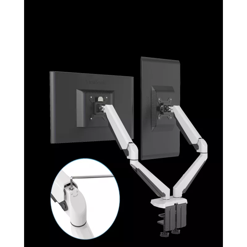 ROCKSTABLE RS-MM011W Professional Dual Monitor Mount - Clamp / Grommet - 16 kg - 38.1 cm (15 inch) - 81.3 cm (32 inch) - 100 x 100 mm - White