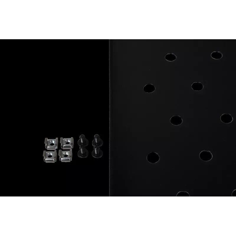 Rockstable RS19-FH612 1U Rack Shelf - Black - Steel - 60 kg Load Capacity - Oval Perforated