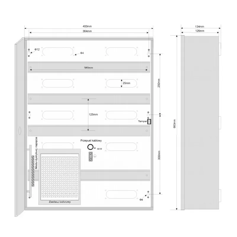 ROGER ME-5-S paviršiuje montuojamas metalinis korpusas prieigos kontrolės sistemoms, IP54, šviesiai pilka (RAL 7035)