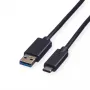 ROLINE GREEN USB 3.2 Gen 1 laidas, USB A į C, ST/ST, juodas, 3 m 11.44.9013