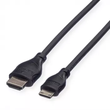 ROLINE HDMI High Speed laidas su Ethernet, HDMI Type A kištukas į Mini HDMI Type C kištukas, 1 m, juodas