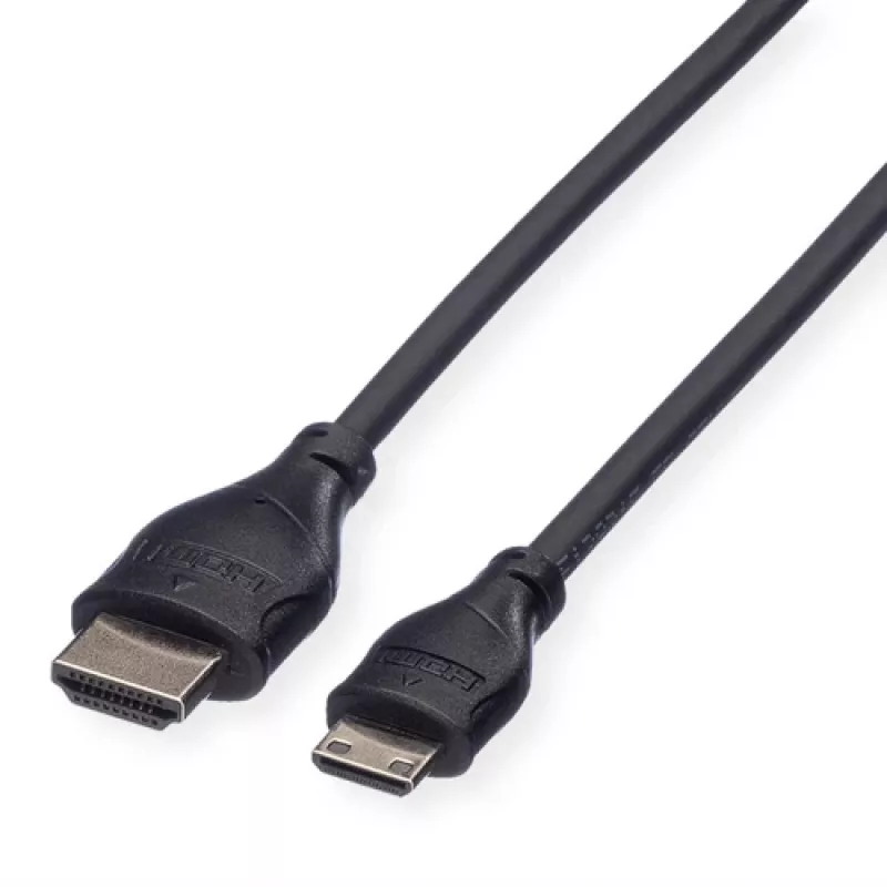 ROLINE HDMI High Speed laidas su Ethernet, HDMI Type A kištukas į Mini HDMI Type C kištukas, 1 m, juodas