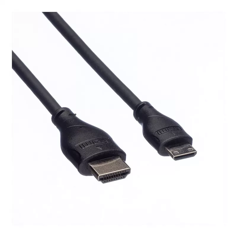 ROLINE HDMI High Speed laidas su Ethernet, HDMI Type A kištukas į Mini HDMI Type C kištukas, 1 m, juodas