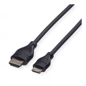 ROLINE HDMI High Speed laidas su Ethernet, HDMI Type A kištukas į Mini HDMI Type C kištukas, 1 m, juodas