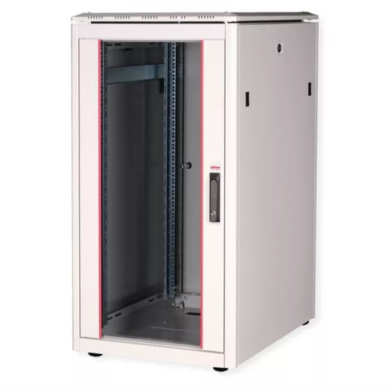 ROLINE Pro tinklo spintelė 22U 600x800mm su stiklinėmis durelėmis, šviesiai pilka RAL 7035 26.21.0050