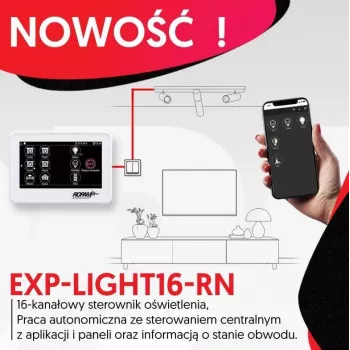 Ropam Lighting Controller EXP-LIGHT16-RN – 16 kanalų relių plėtimosi modulis RopamNet magistralei