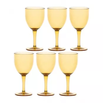 ROSE&TULIPANI FIABA 6 vyno taurių rinkinys iš akrilo, 400 ml, gintarinė
