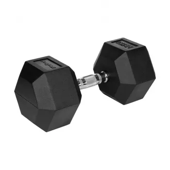 Guminis ketaus šešiakampis hantelis 27,5 kg REBEL ACTIVE