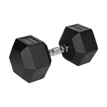 Guminis ketaus šešiakampis hantelis 30 kg REBEL ACTIVE