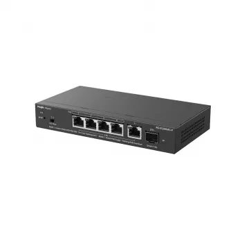 RUIJIE RG-ES206MG-P 6 prievadų Gigabit PoE+ jungiklis su 4 PoE+ prievadais ir 2 SFP lizdais, nevaldomas, montuojamas ant stalo / sienos