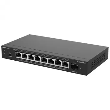 RUIJIE RG-ES209MG-P 8 prievadų Gigabit PoE+ išmanusis valdomas jungiklis su 1 SFP magistraliniu prievadu, 120W biudžetu, be ventiliatoriaus, Reyee Cloud