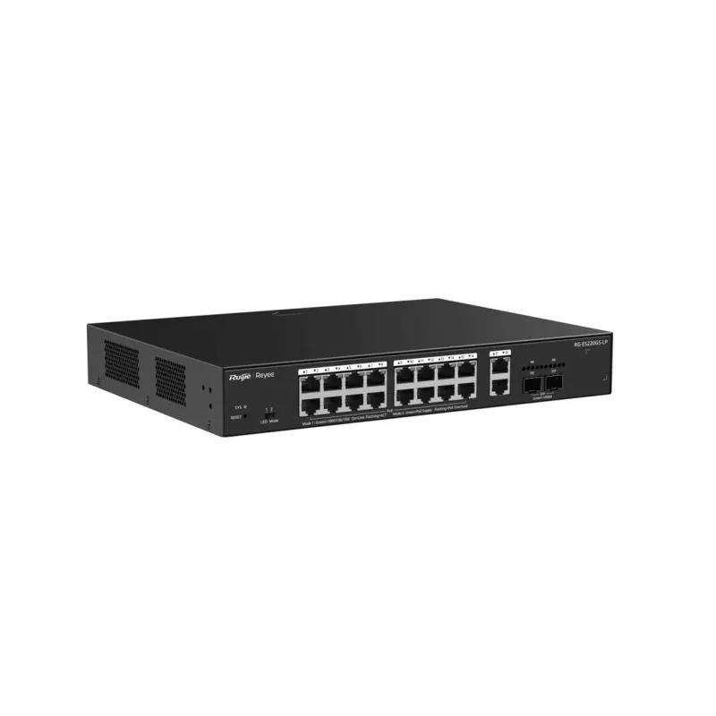 RUIJIE RG-ES220GS-LP 18 prievadų Gigabit PoE+ išmanusis valdomas jungiklis su 2 SFP prievadais