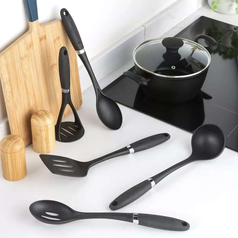 Russell Hobbs RH03026EU7 5 dalių indų rinkinys su besisukančiu stovu, juoda ir sidabrinė