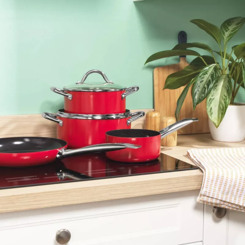 Russell Hobbs RH03821 Riviera 4 dalių keptuvių rinkinys, raudonas