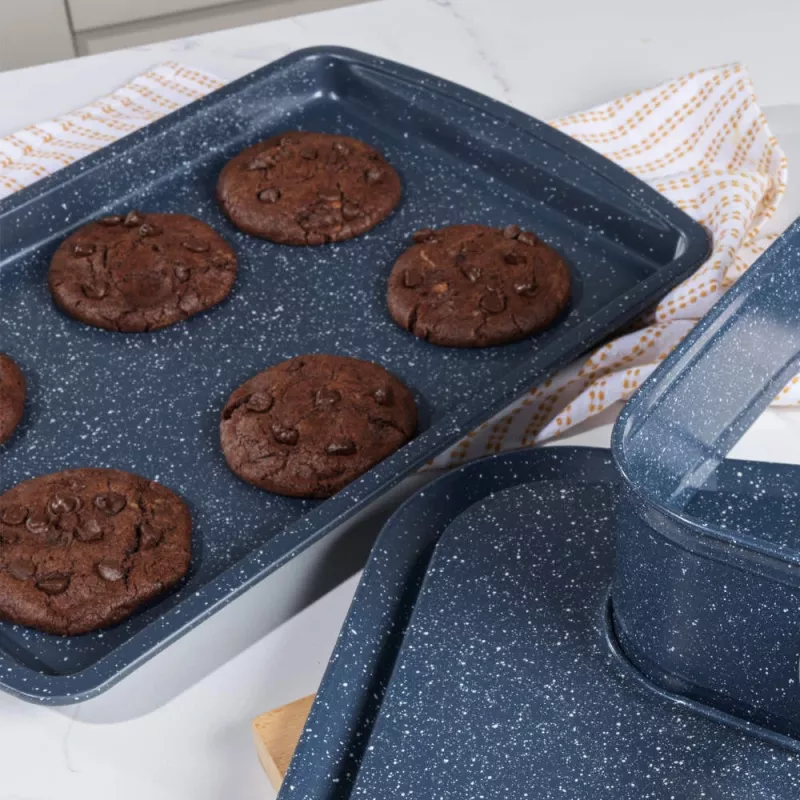 Russell Hobbs RH03858 Nightfall Stone kepimo skarda 2 vnt., anglinis plienas, nelipni, tinka orkaitei iki 230°C, stačiakampė, tamsiai pilka/juoda