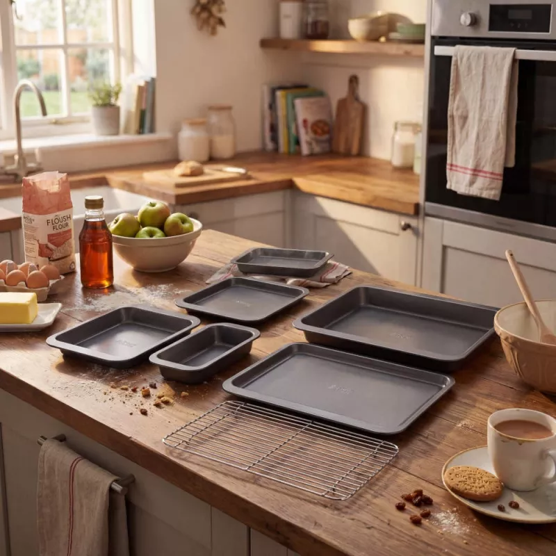 Russell Hobbs RH03903 Stacking 7 Piece Bakeware Set, Carbon Steel, Non-Stick, Charcoal Grey