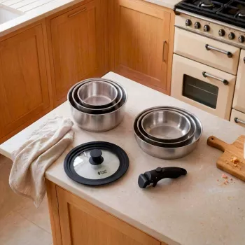 Russell Hobbs RH04041 Nerūdijančio plieno 8 dalių Smart Clip indų rinkinys