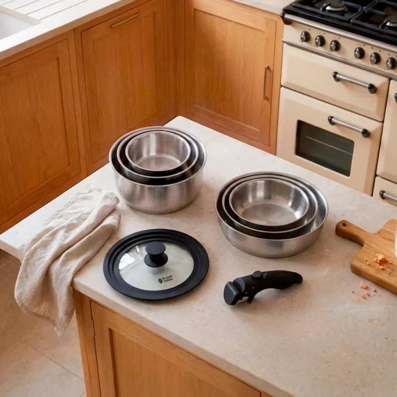 Russell Hobbs RH04041 Nerūdijančio plieno 8 dalių Smart Clip indų rinkinys