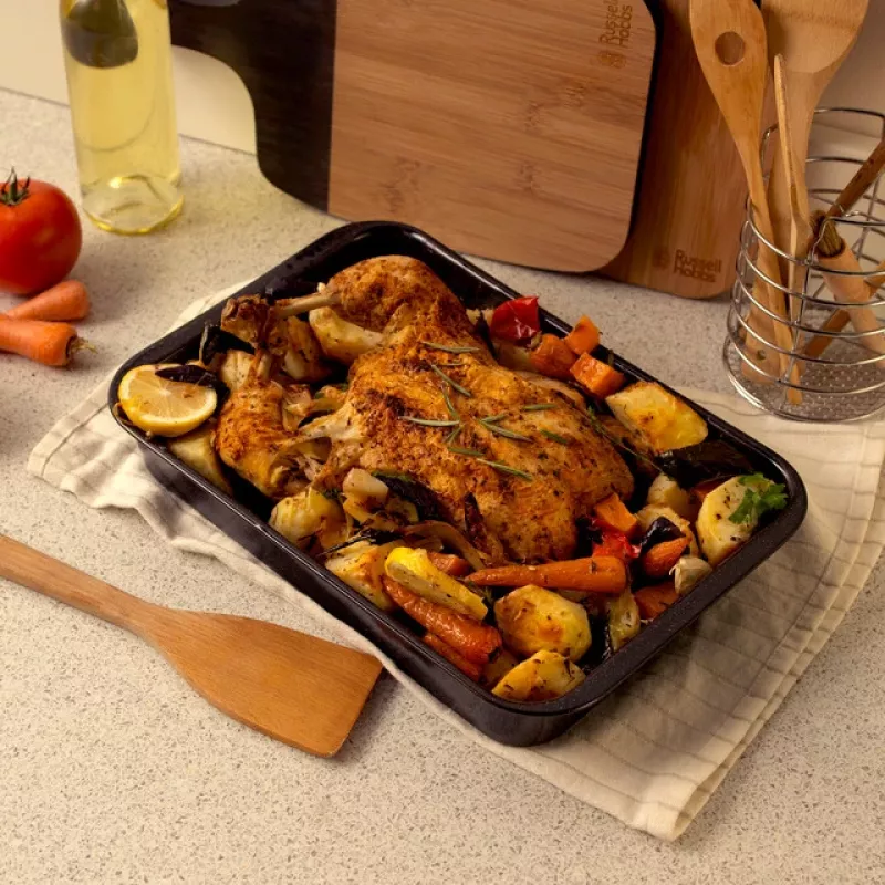 Russell Hobbs Romano 36cm Stačiakampė Keptuvė - Anglinis Plienas, Nelipanti Danga, Anglies Pilka