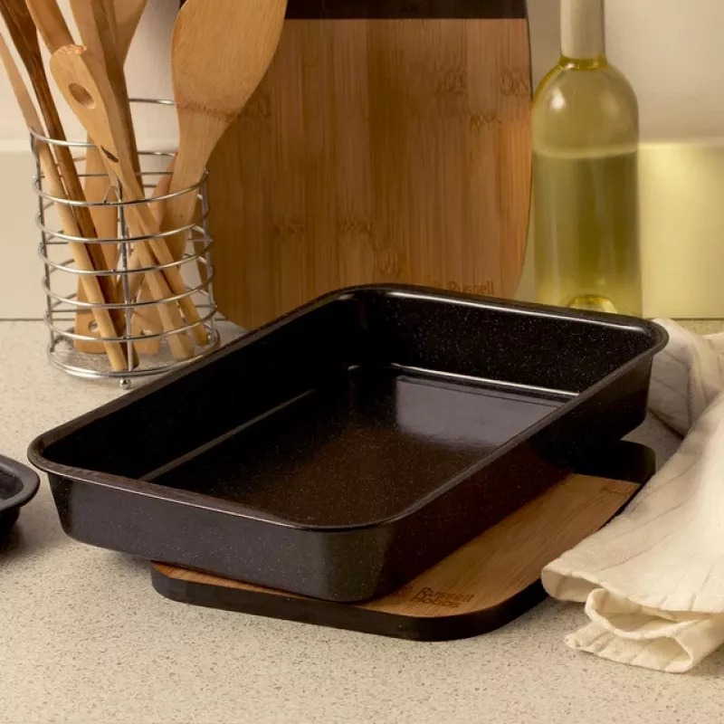 Russell Hobbs Romano 36cm Stačiakampė Keptuvė - Anglinis Plienas, Nelipanti Danga, Anglies Pilka