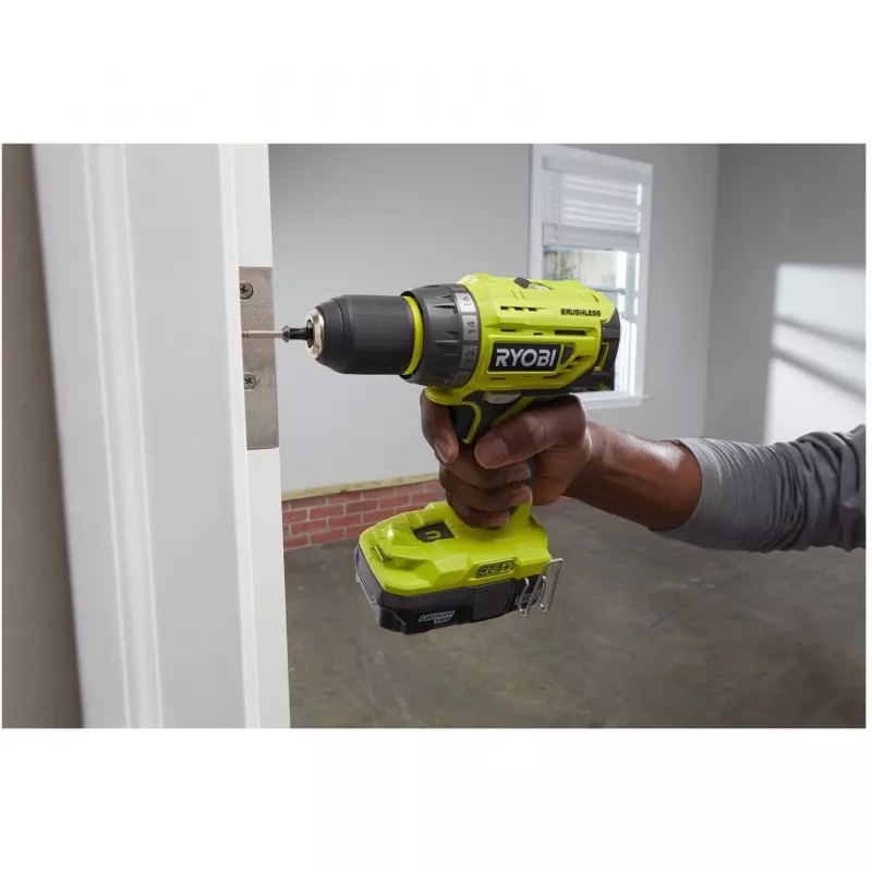 RYOBI ONE+ belaidis gręžtuvas-suktuvas R18DD7-220S, 18 V (žalia/juoda, 2x Li-Ion 2.0 Ah baterija, įrankių krepšys)
