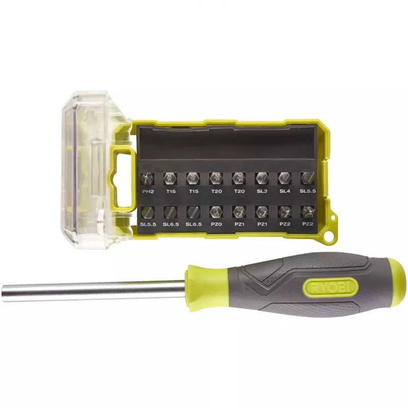 RYOBI Atsuktuvas RSD17PCS su 17 dalių antgalių rinkiniu (Žalia/Pilka)