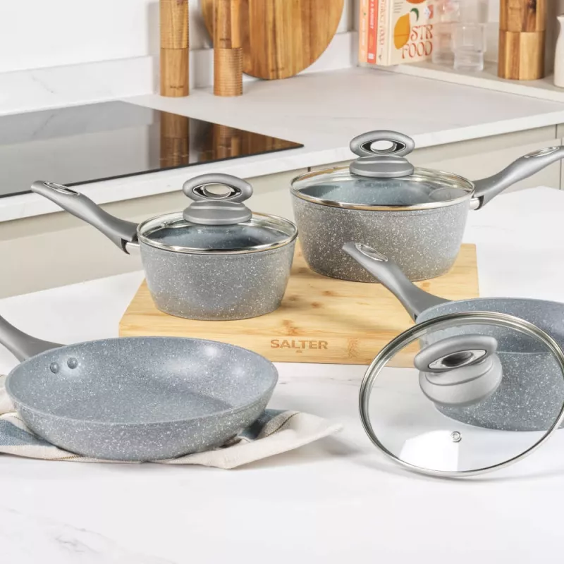 Salter BW04151G1EU7 Timeless Collection Nerūdijančio plieno 5 dalių keptuvių rinkinys