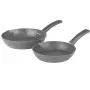 Salter BW09071AR Easy Pour 2 vnt. keptuvių rinkinys - 20 cm ir 24 cm, kaltas aliuminis, be PFOA neprideganti danga, tinka indukcinėms kaitlentėms, juoda/pilka